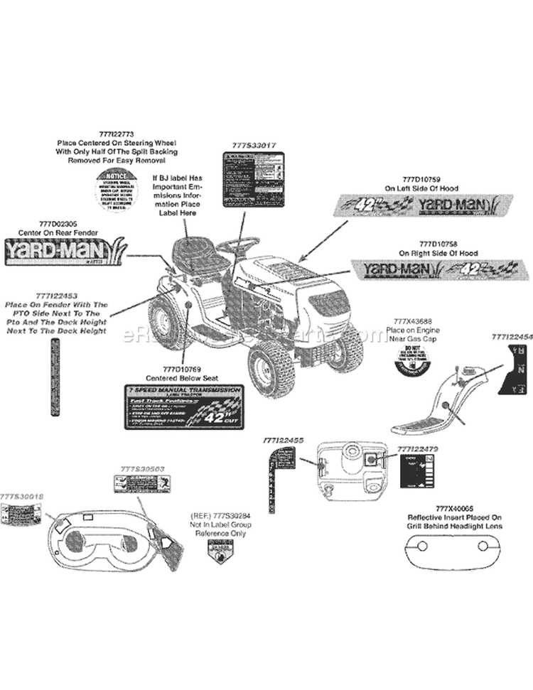 Page E Diagram and Parts List for 13AN772G055 2009 Yard Man Lawn Tractor